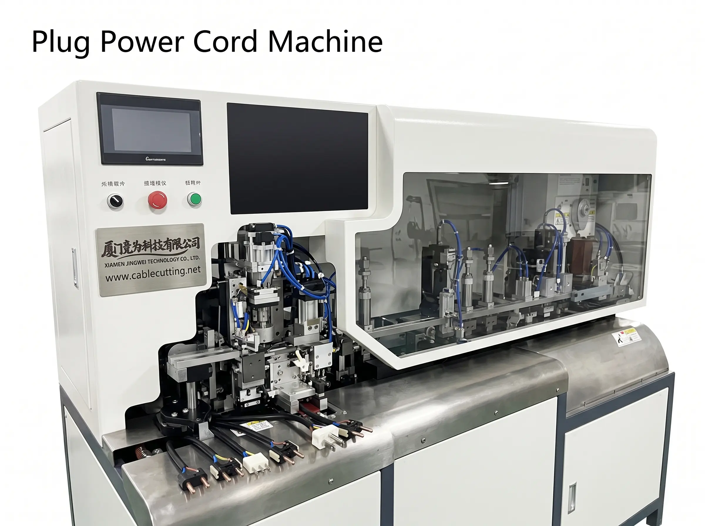 米国・欧州プラグ対応 自動電源コード加工機 | JINGWEI