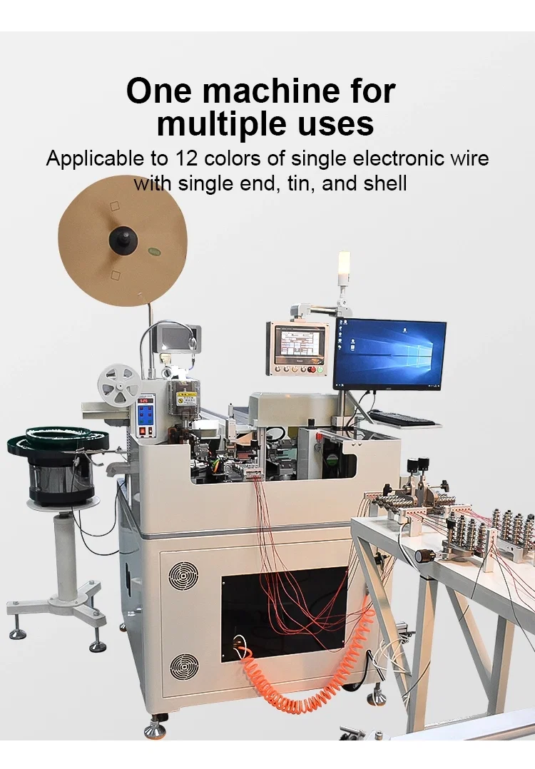 multiple wires penetrate plastic plugs shell, wire stripping position terminal crimping tinning machine, View Plastic shell inserting machine 複数のワイヤーがプラスチック プラグ シェルを貫通し、ワイヤー ストリッピング位置端子圧着錫メッキ機、プラスチック シェル挿入機を表示