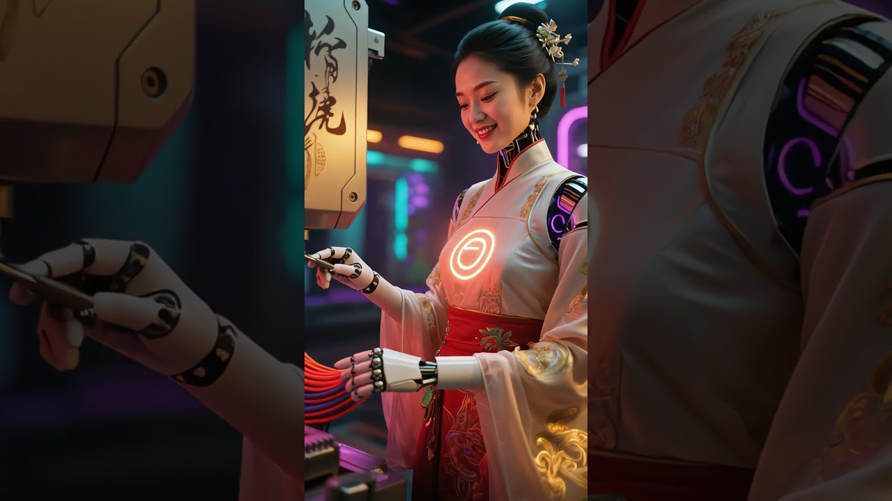 ロボット妻が楽しそうに機械を操作！自動ケーブル加工機の実演 #機械 #ケーブル